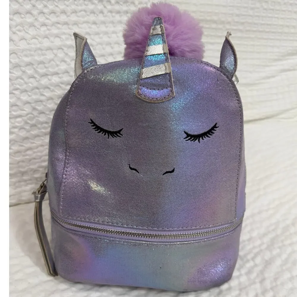 Unicorn Mini Backpack Purple Iridescent Under One Sky Kawaii Fairycore Pom Charm